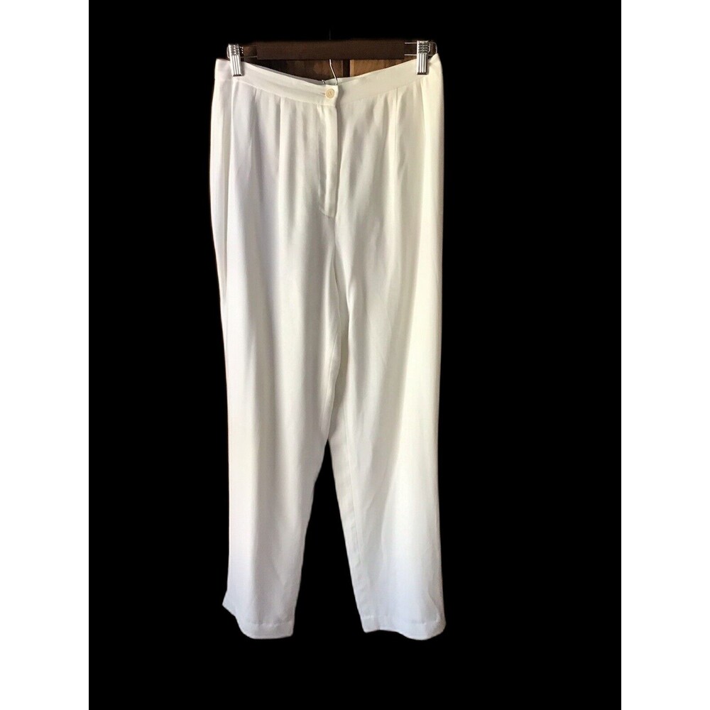 Alfani Dress Pants Women's Size 8 White Lined Flat Front Zipper Business Office